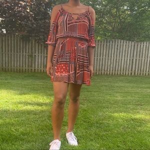 American Eagle Patterned Cold Shoulder Dress